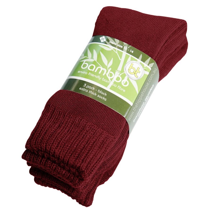Extra Thick Burnt Red Bamboo Socks - 3 Pack