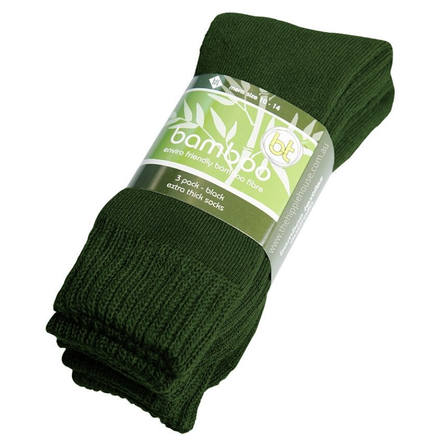Extra Thick Green Bamboo Socks - 3 Pack