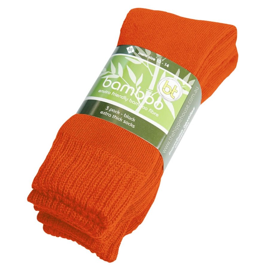 Extra Thick Orange Bamboo Socks - 3 Pack