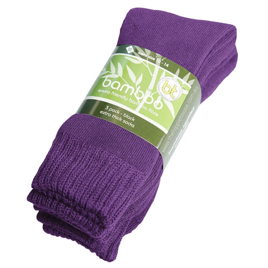 Extra Thick Purple Bamboo Socks - 3 Pack