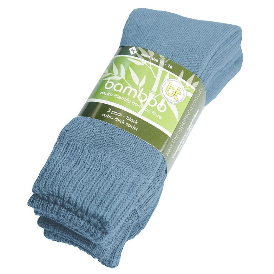 Extra Thick Sky Blue Bamboo Socks - 3 Pack