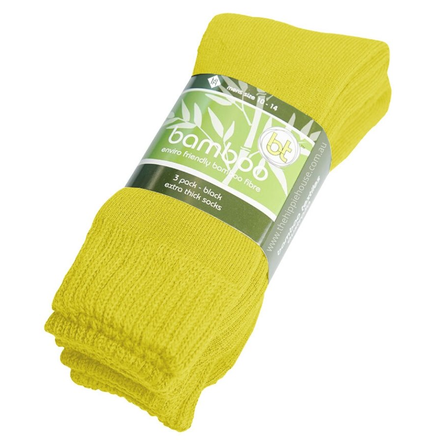Extra Thick Yellow Bamboo Socks - 3 Pack