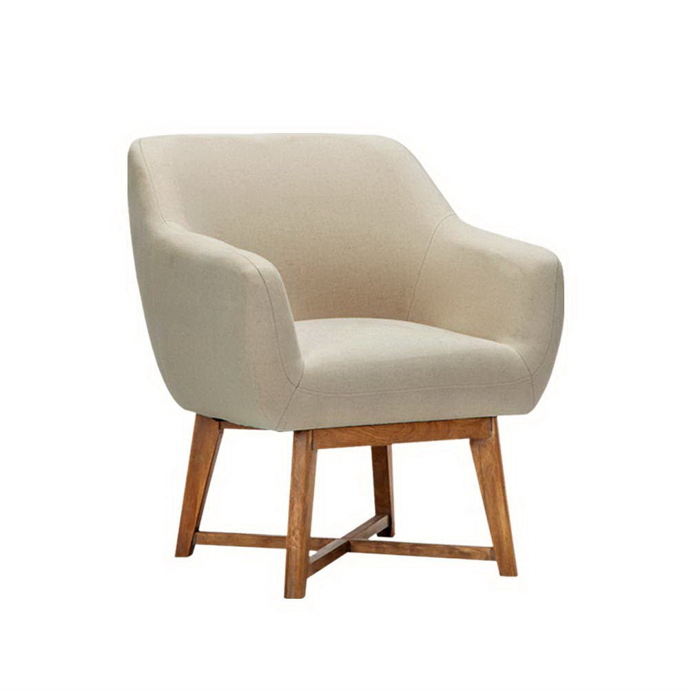 Beige Fabric Tub Lounge Armchair