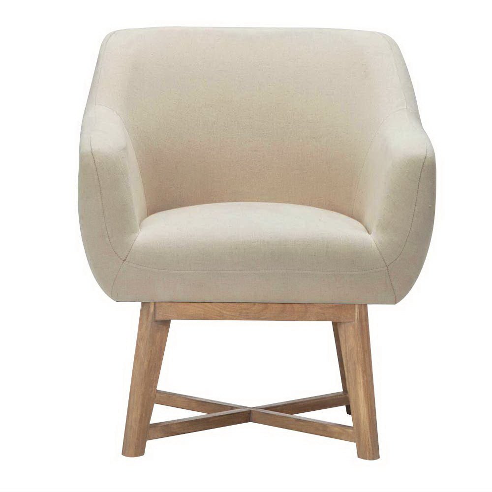 Beige Fabric Tub Lounge Armchair