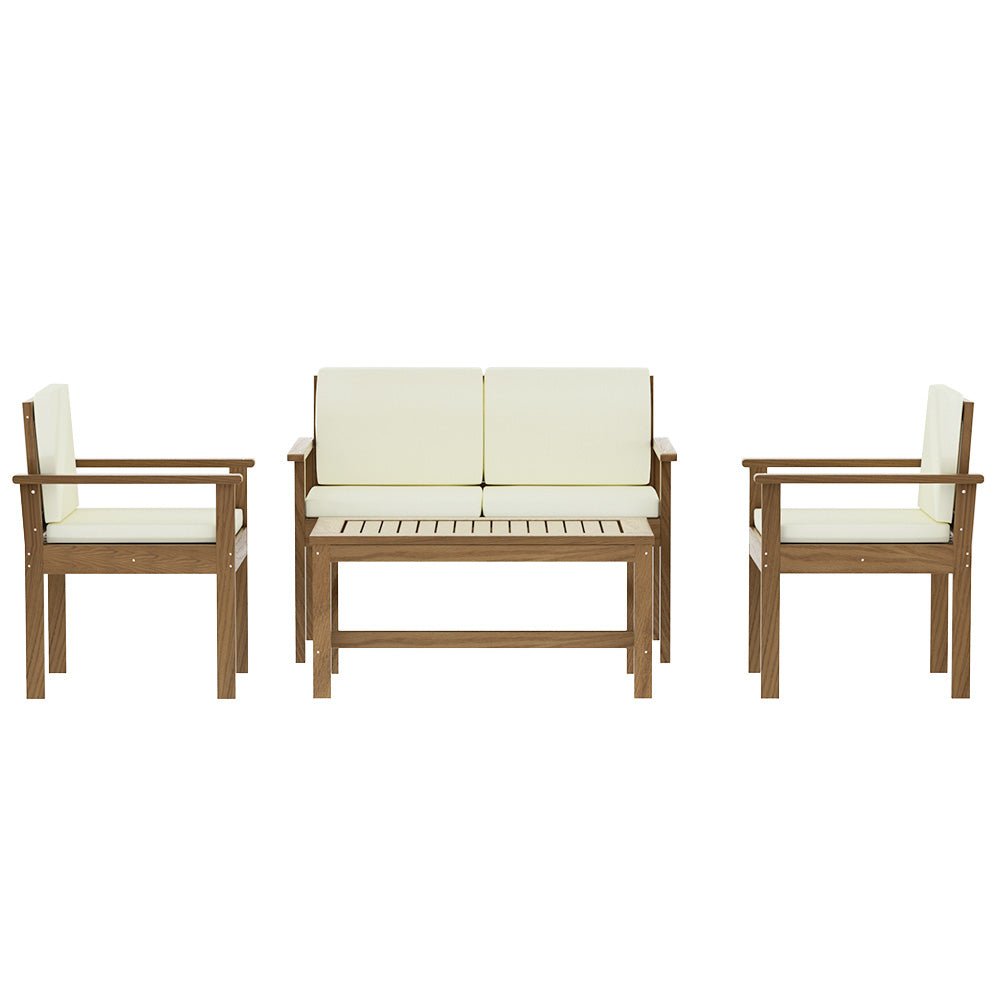 Gardeon Outdoor Sofa Set 4-Seater Acacia Wood Lounge Setting Table Chairs