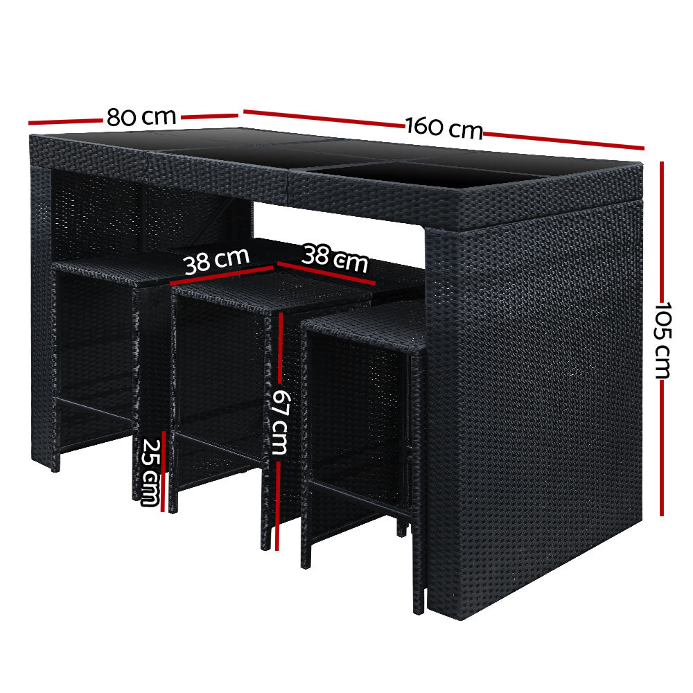 Black 7 Piece Outdoor Dining Table Set