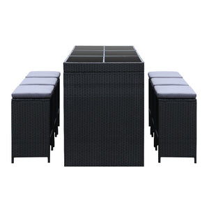 Black 7 Piece Outdoor Dining Table Set