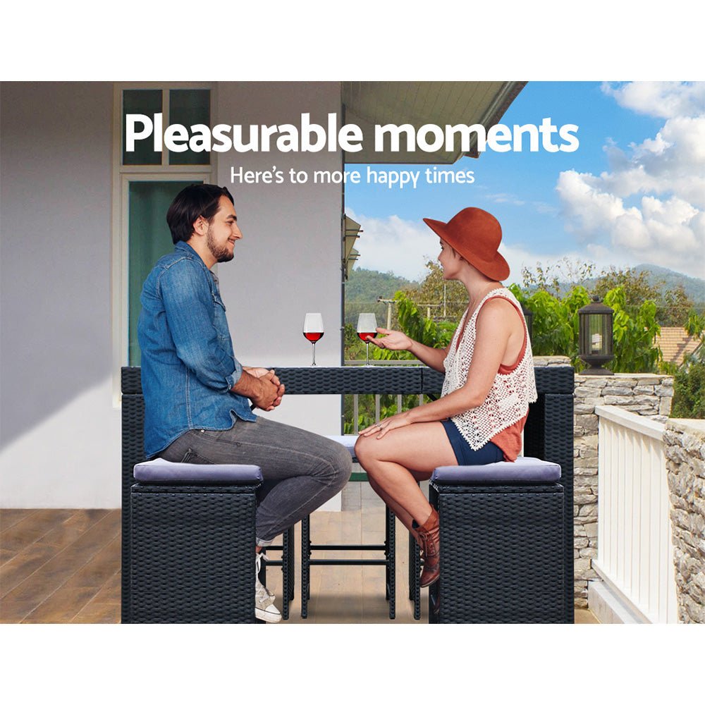 Black 7 Piece Outdoor Dining Table Set