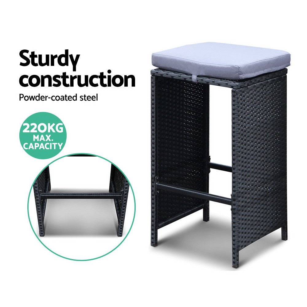 Black 7 Piece Outdoor Dining Table Set