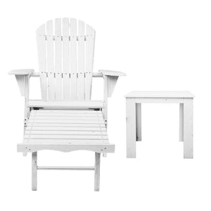 3 Piece Outdoor White Beach Chair Set