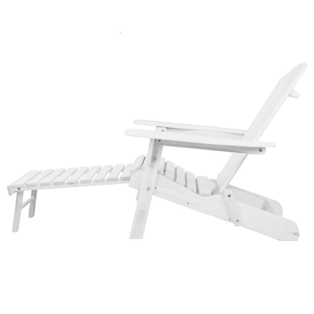 3 Piece Outdoor White Beach Chair Set