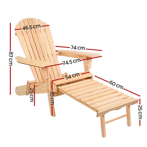 Wooden 2PCS Set Of Beach Chair Lounges