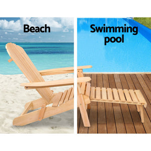 Wooden 2PCS Set Of Beach Chair Lounges