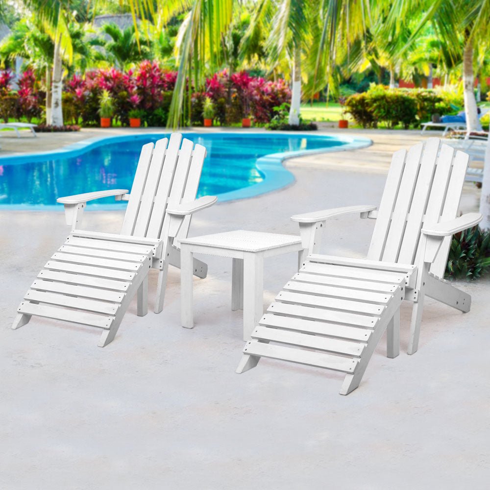 White Beach Sun Lounge Chairs - 2PCS Set