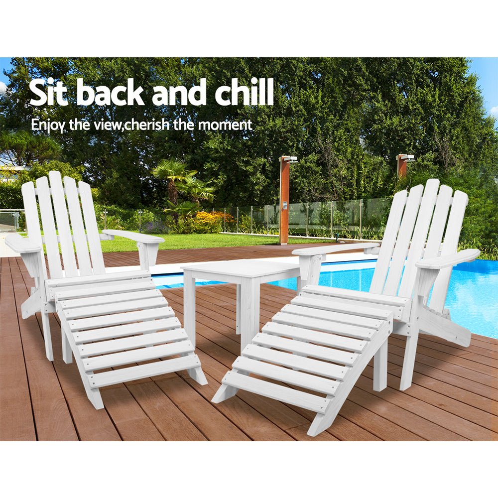 White Beach Sun Lounge Chairs - 2PCS Set