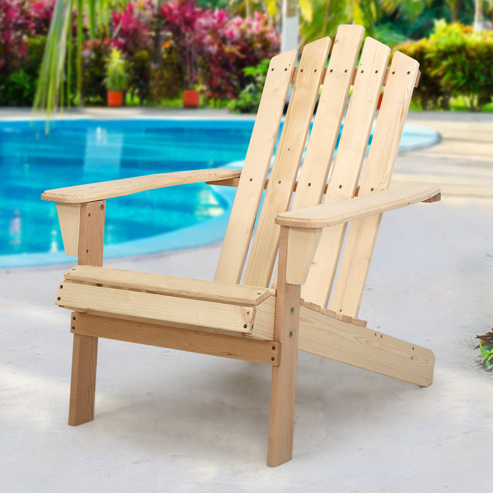 Outdoor Sun Lounge Beach Chair With Light Wood Tone