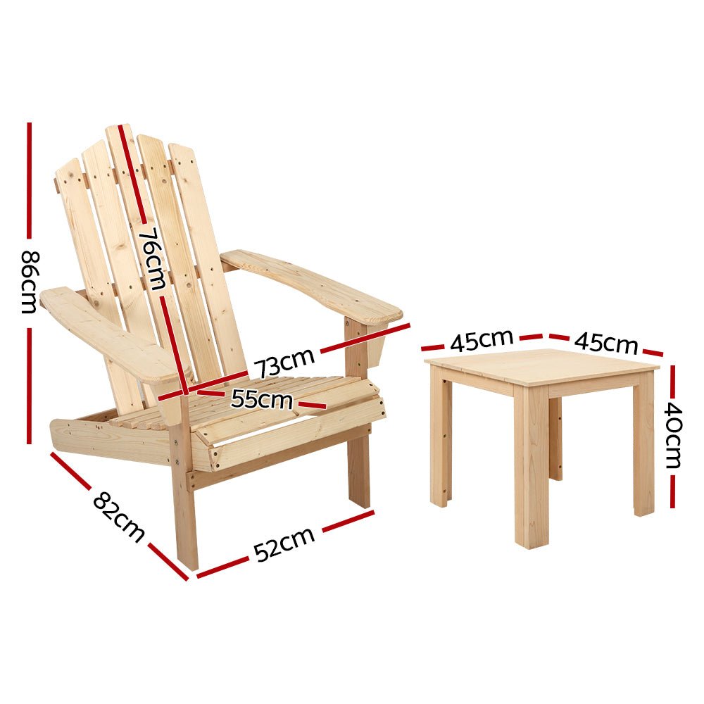 Wooden Outdoor Sun Lounge Beach Chair Set