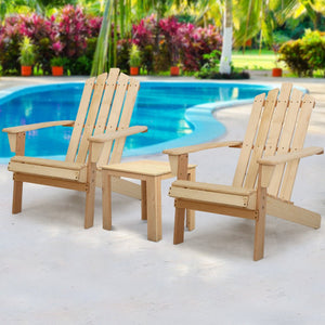Wooden Outdoor Sun Lounge Beach Chair Set