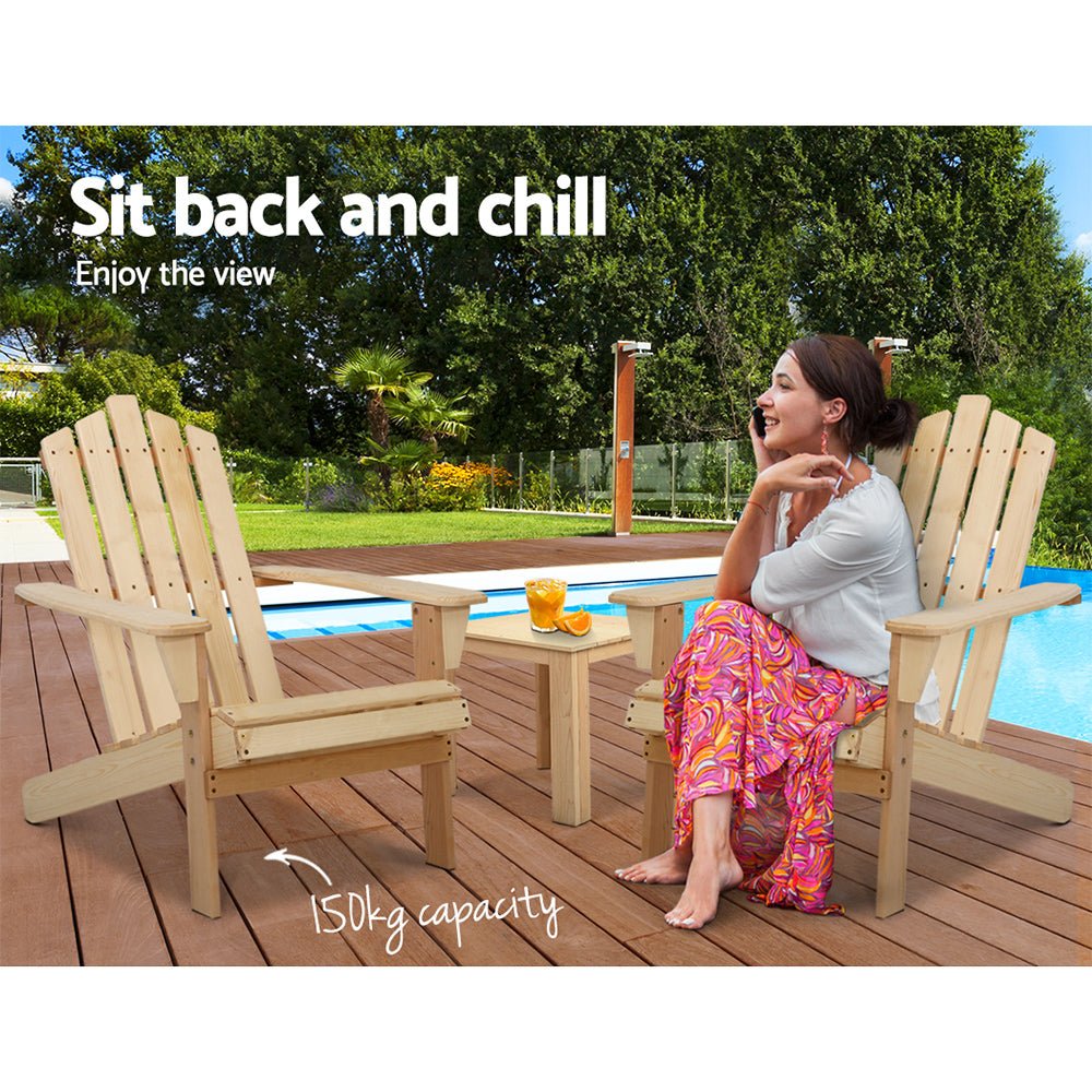 Wooden Outdoor Sun Lounge Beach Chair Set
