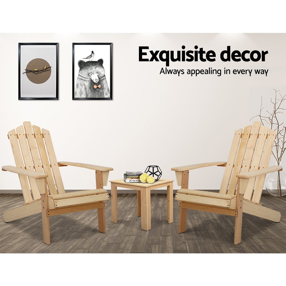 Wooden Outdoor Sun Lounge Beach Chair Set