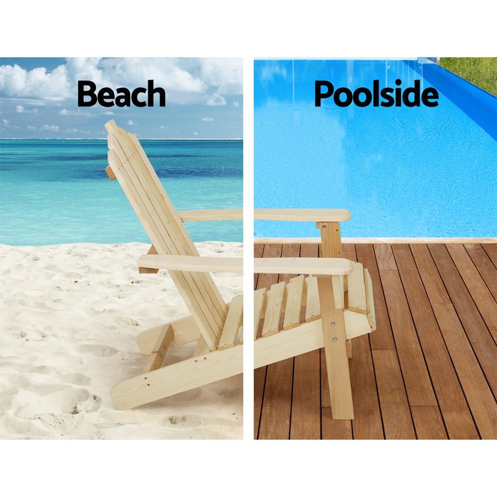 Wooden Outdoor Sun Lounge Beach Chair Set