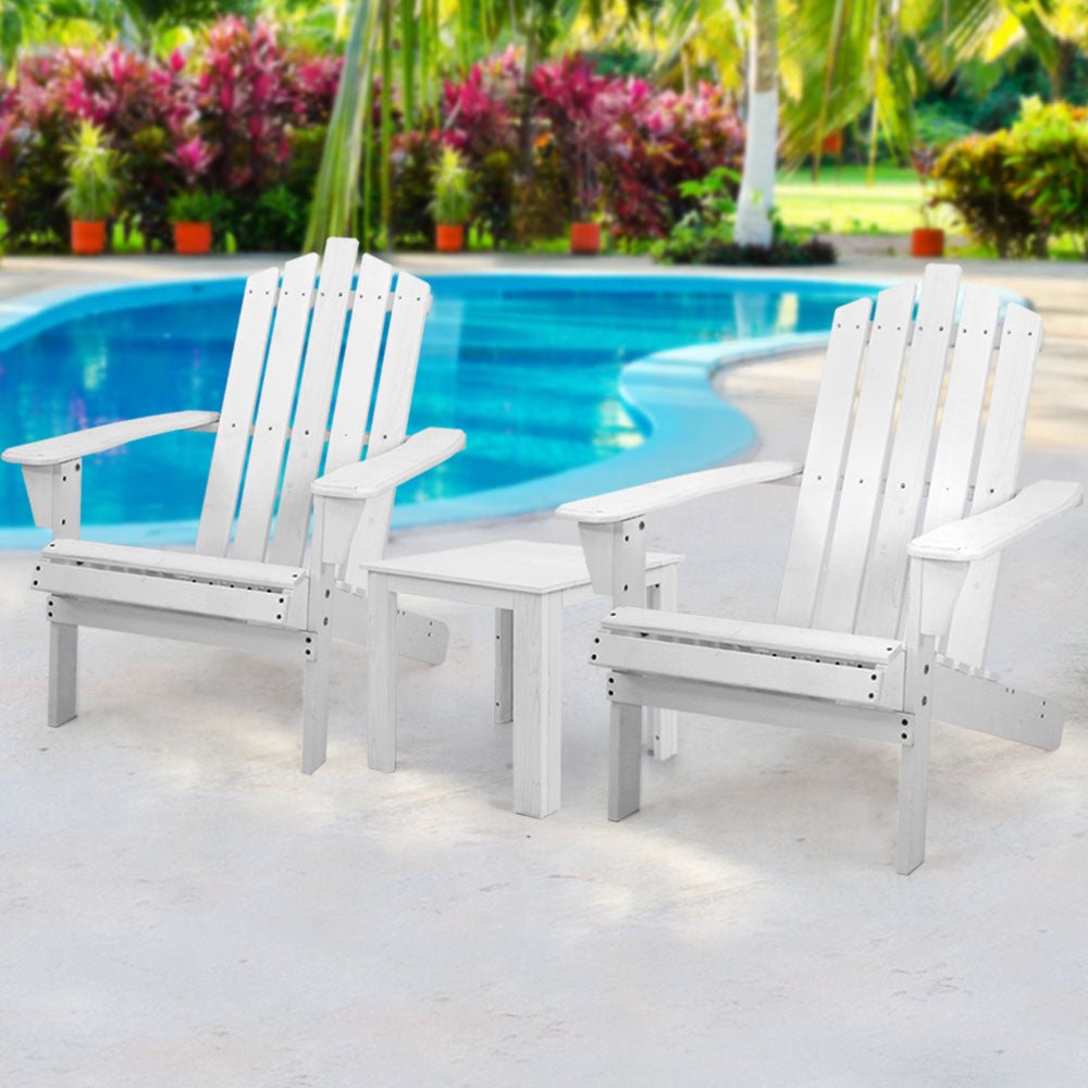 Sun Lounge Beach Chairs - White