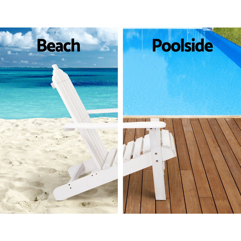 Sun Lounge Beach Chairs - White