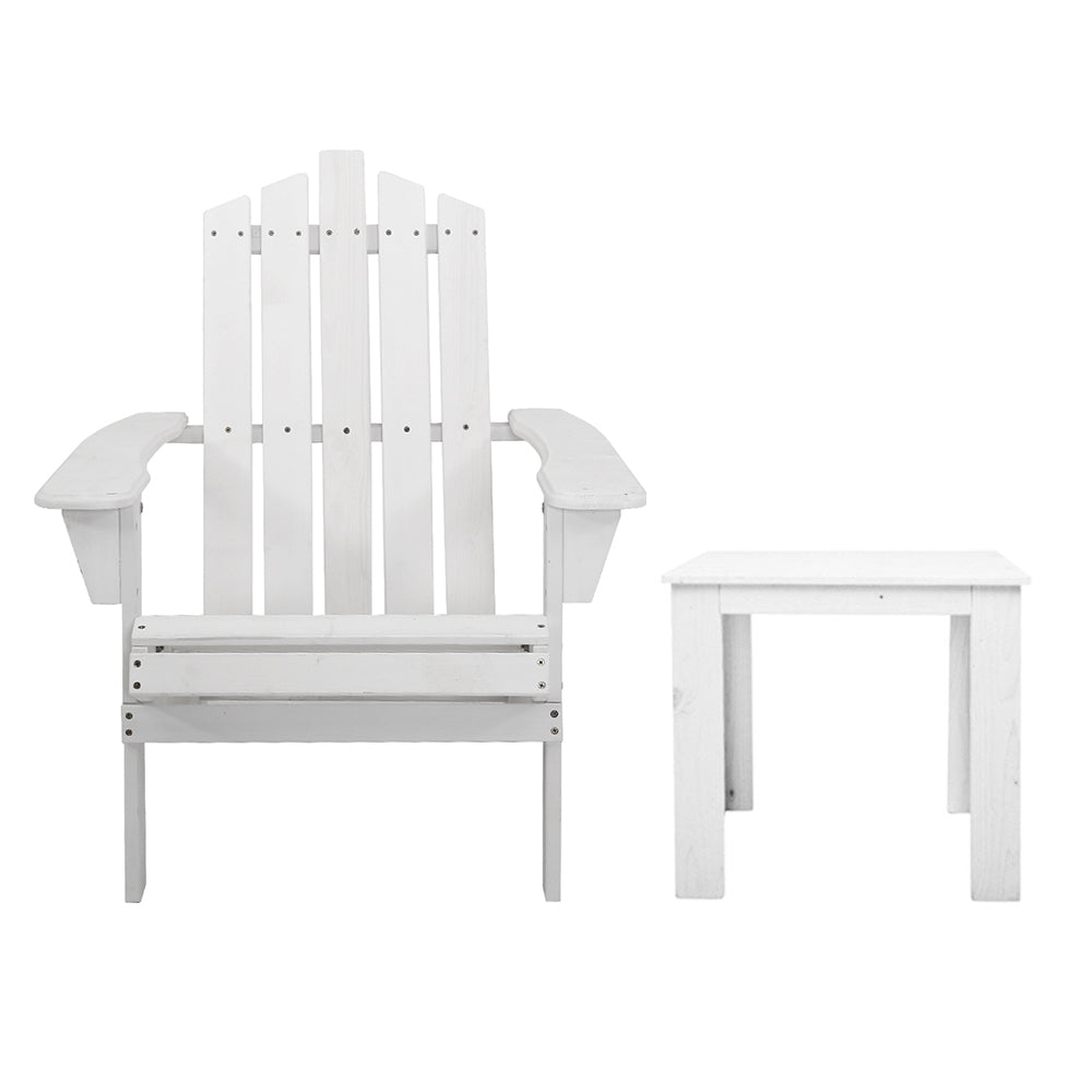 Outdoor White Beach Sun Lounge Chair With Included Table