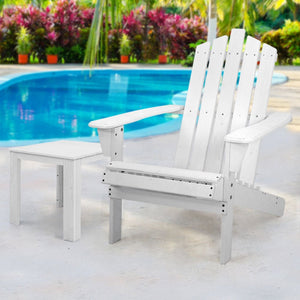 Outdoor White Beach Sun Lounge Chair With Included Table