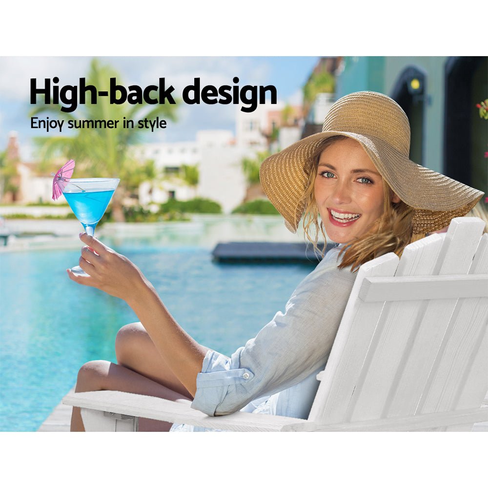 Outdoor White Beach Sun Lounge Chair With Included Table
