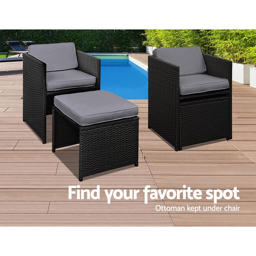 Large Black 11 Piece PE Wicker Outdoor Dining Set - The Hippie House