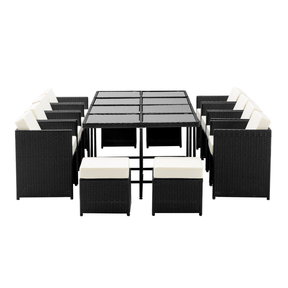 Large 13 Piece Family Dining Table Set - Outdoors