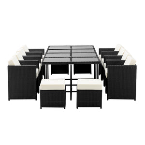 Large 13 Piece Family Dining Table Set - Outdoors
