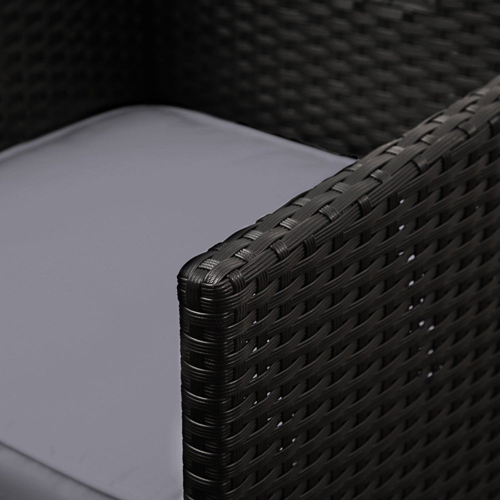 Black 5 Piece Wicker Outdoor Dining Set