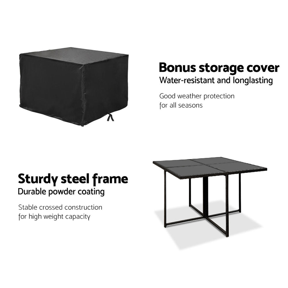 Black 5 Piece Wicker Outdoor Dining Set