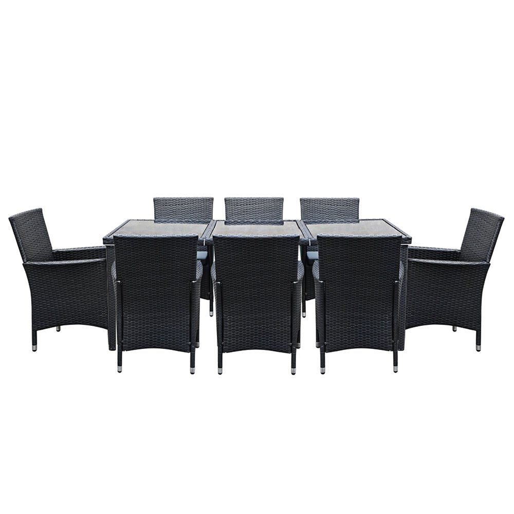 Large 9 Piece Outdoor Dining Set - Black