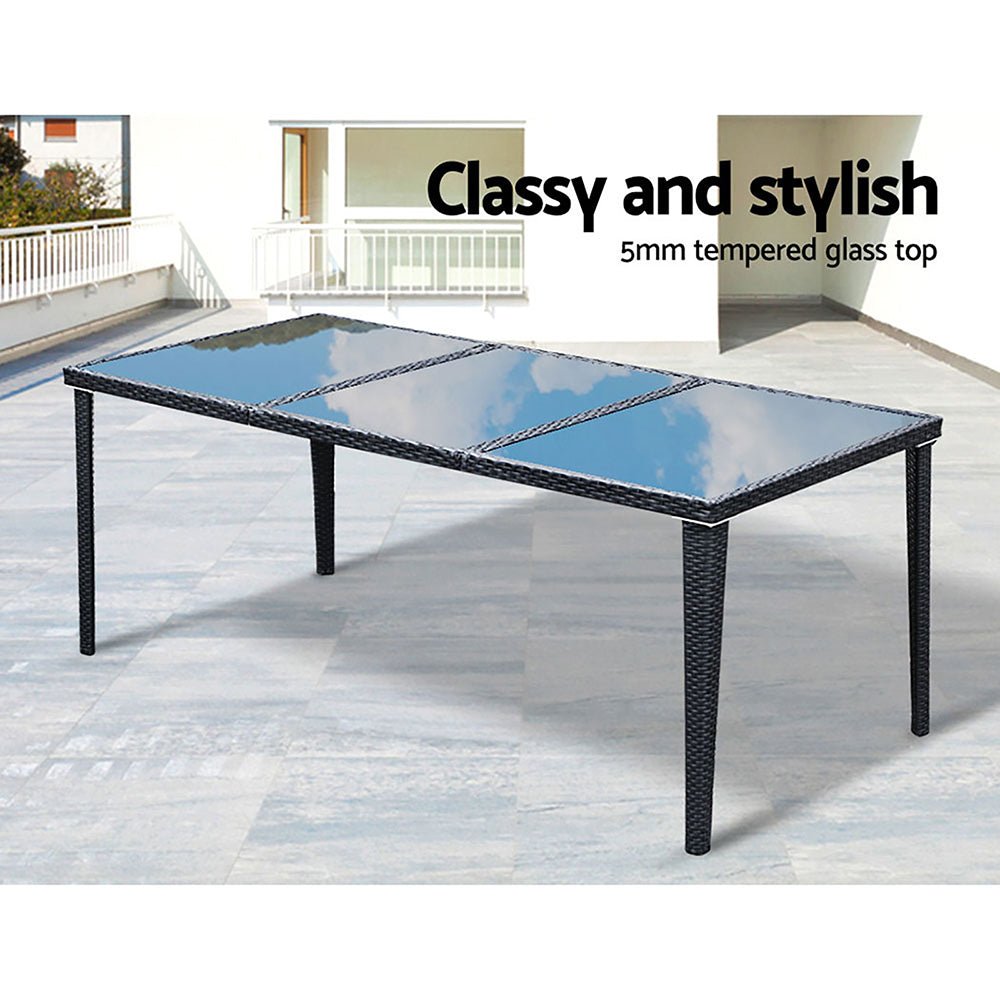 Large 9 Piece Outdoor Dining Set - Black