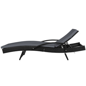 Outdoor Sun Lounge Chair Set With Black Cushions