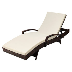 Brown Outdoor Sun Lounge Reclined