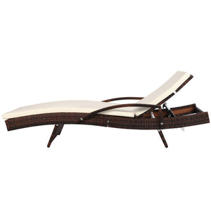 Brown Outdoor Sun Lounge Reclined