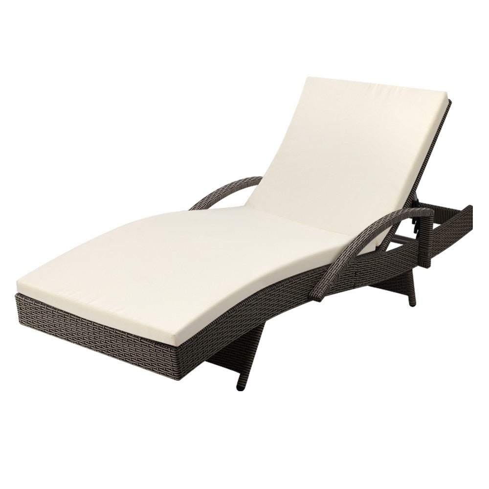 Grey Outdoor Sun Lounge Reclined