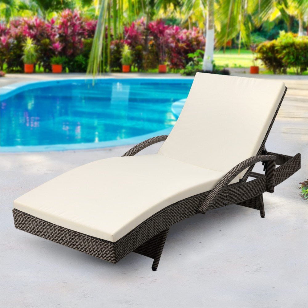 Grey Outdoor Sun Lounge Reclined