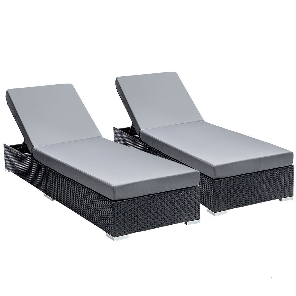 Sun Lounge Chairs For Pool Area - Black / Grey