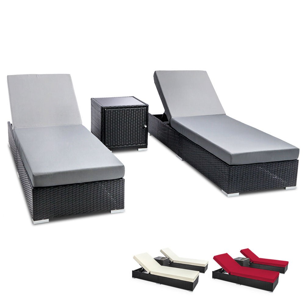 Outdoor Sun Lounge With Wicker Cushions - Pool Furniture