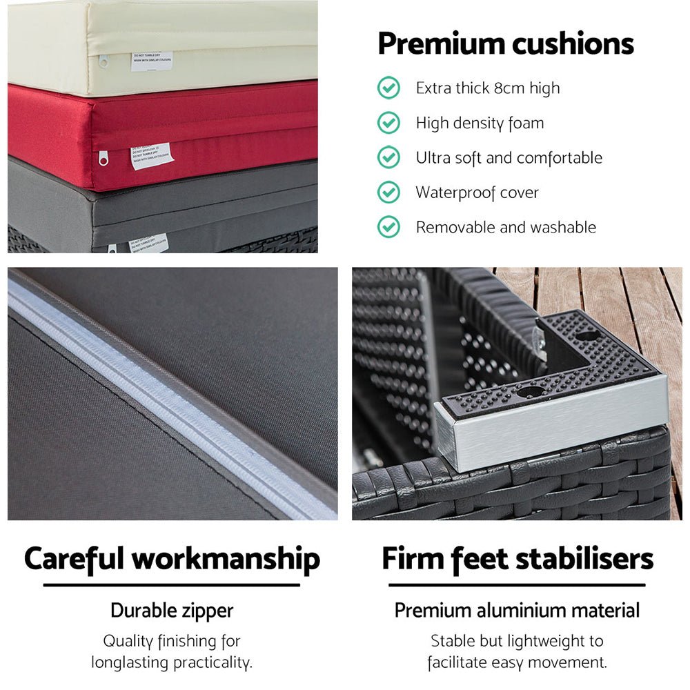 Outdoor Sun Lounge With Wicker Cushions - Pool Furniture