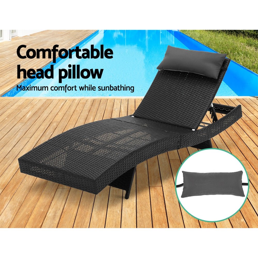Black Outdoor Sun Lounge Setting / Day Bed