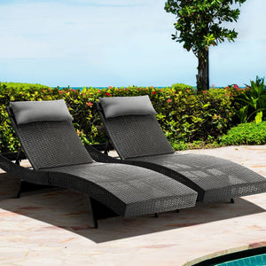 Black Outdoor Sun Lounge Setting / Day Bed