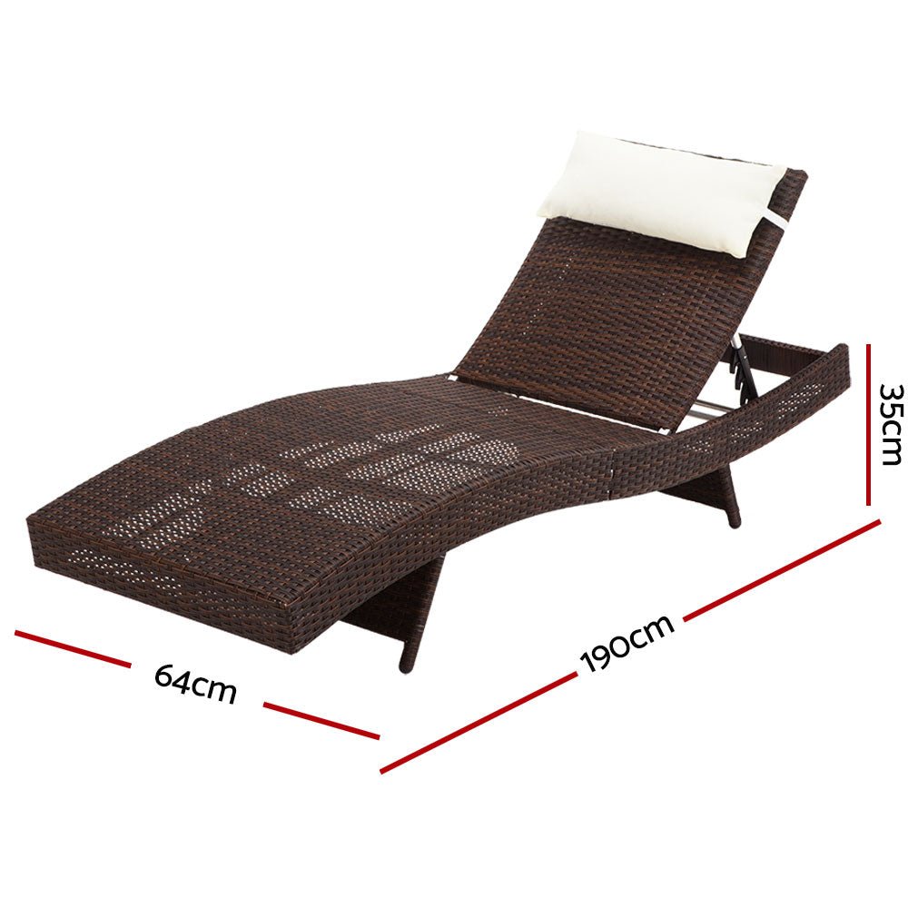 Outdoor Brown Wicker Sun Lounge