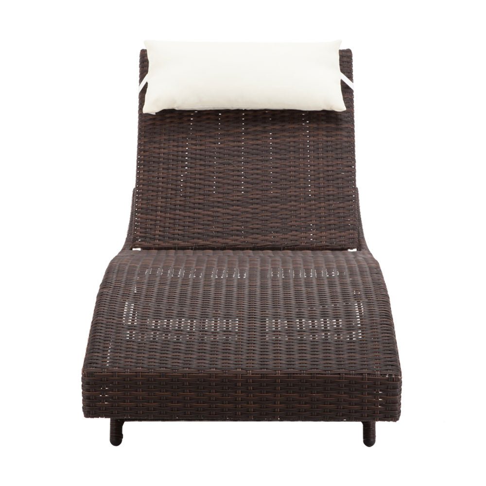 Outdoor Brown Wicker Sun Lounge