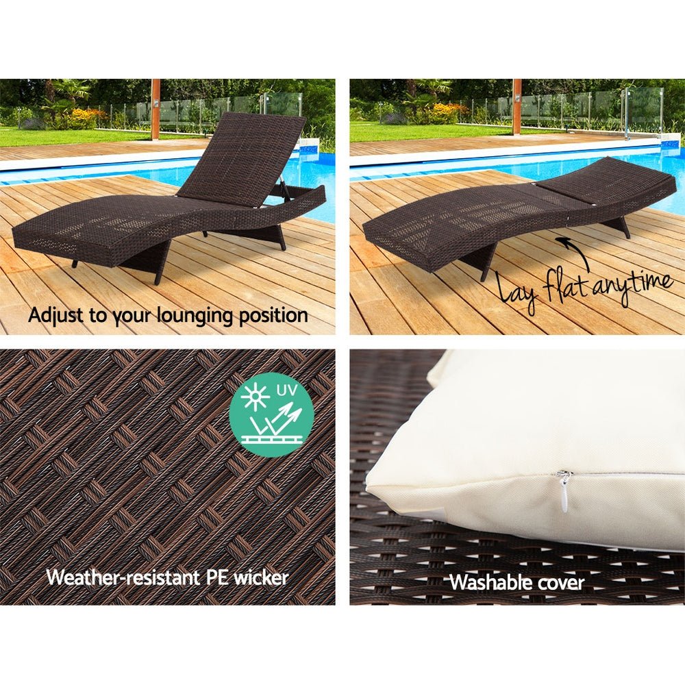 Outdoor Brown Wicker Sun Lounge